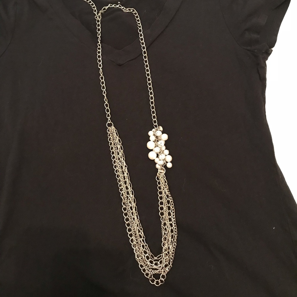 Premier Jewelry Pearl/Rhinestone Cluster Necklace
